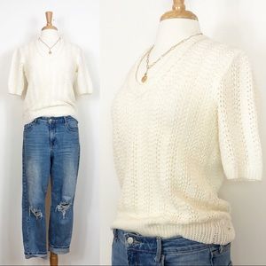 Vintage Short Sleeve Cable Knit Sweater
